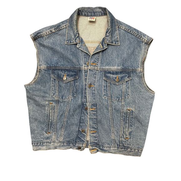 Embossed Motorcycle Eagle Blue Denim Vintage Jean Jacket Tyca USA Union Made L - Picture 1 of 5